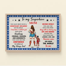 Load image into Gallery viewer, Personalized Superhero Mom Canvas Print - Heartfelt Mother&#39;s Day Gift Poster &amp; Canvas PopCulturePrints

