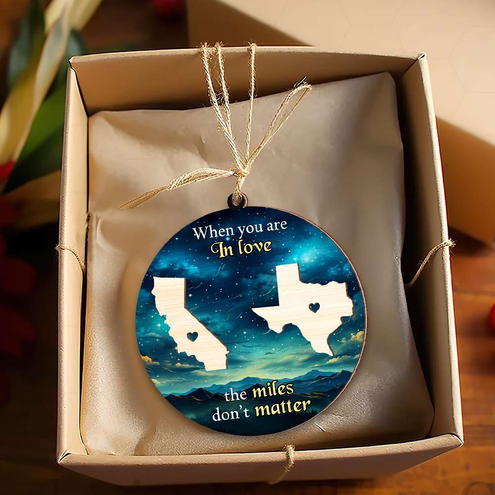 Personalized Long Distance Love Wooden Ornament Ornament PopCulturePrints