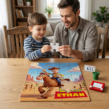 Load image into Gallery viewer, Personalized Cowboy Jigsaw Puzzle - A Fun Gift for Kids Who Love Adventure Jigsaw Puzzles PopCulturePrints

