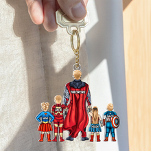 Load image into Gallery viewer, “Super Dads Deserve Super Gifts” - Personalized Super Dad Keychain - Gift for Dad, Grandpa, and Father Figures Keychains PopCulturePrints
