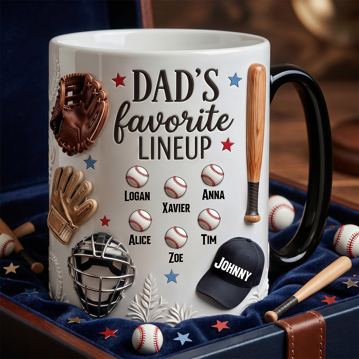 “Dad's Favorite Lineup” - Personalized Baseball Dad Magic Coffee Mug - Perfect Gift for Dad, Grandpa, and All Baseball Lovers Coffee Mug PopCulturePrints