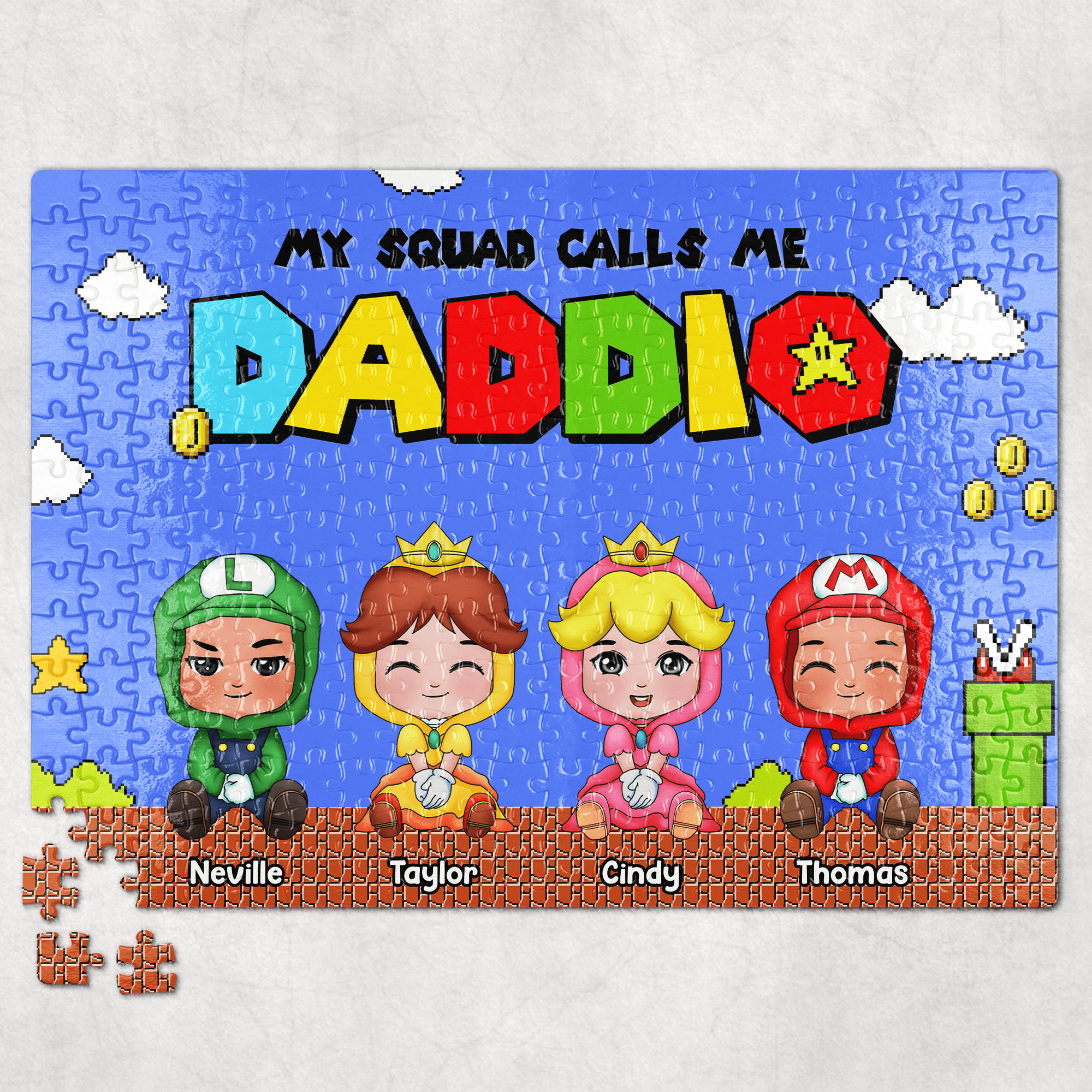 Personalized Super Dad Puzzle - My Squad Calls Me Daddio Jigsaw Puzzles PopCulturePrints