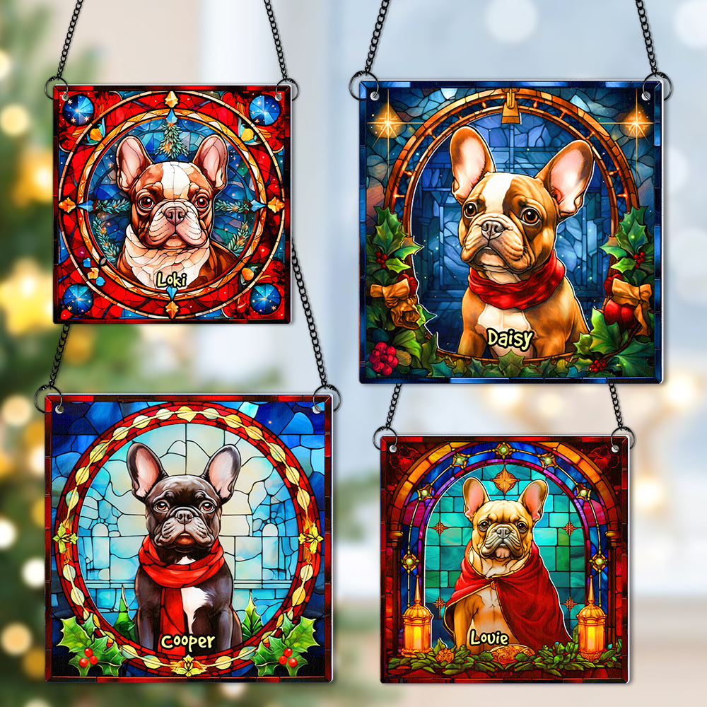 Personalized French Bulldog Christmas Suncatcher Ornament for Dog Lovers