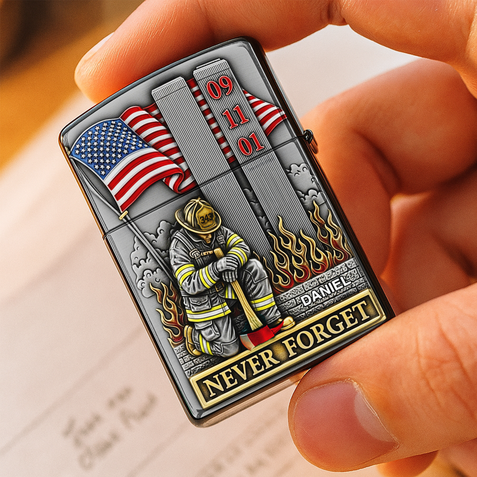 Never Forget – Personalized Firefighter Lighter - Custom Gift for Heroes Lighter PopCulturePrints