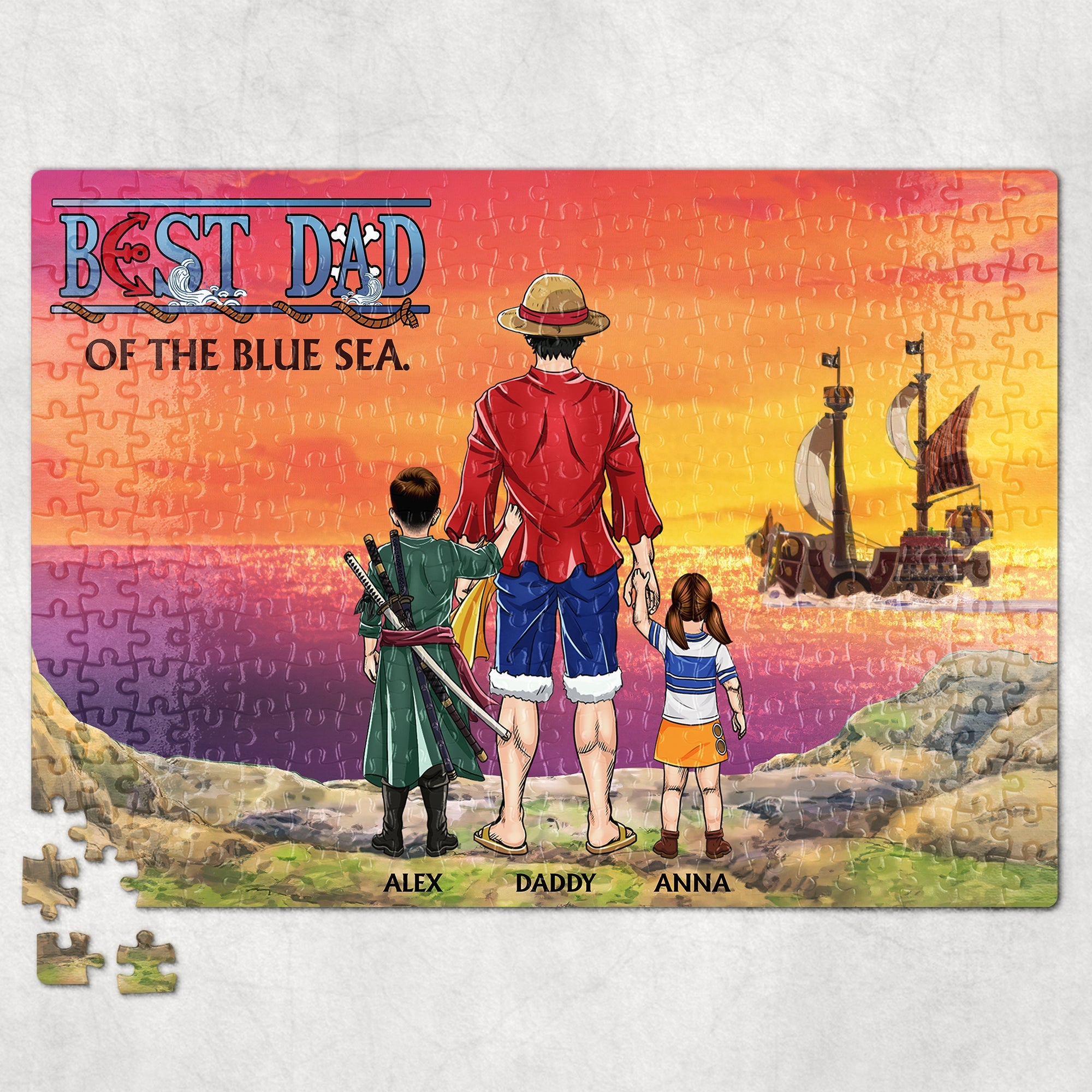 Personalized Best Dad of the Blue Sea Jigsaw Puzzle