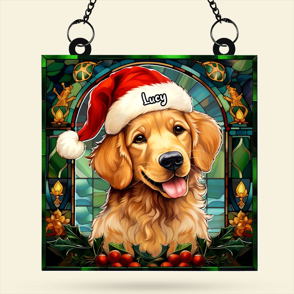 Custom Christmas Golden Retriever Suncatcher Ornament for Dog Lovers