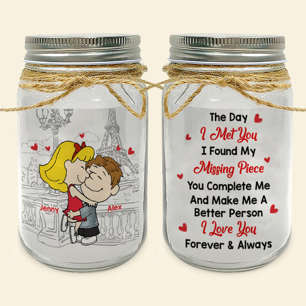 Personalized Couple Frosted Jar Light - Unique Romantic Gift Drink Jar PopCulturePrints