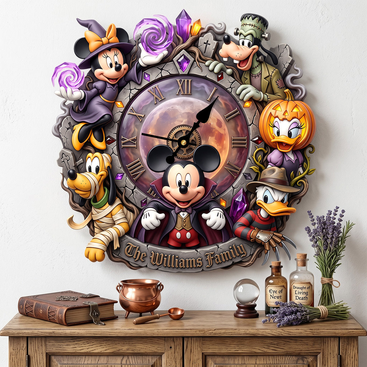 Embrace the Spooky Spirit - Personalized Halloween Family Clock Hanging Wall Clock PopCulturePrints