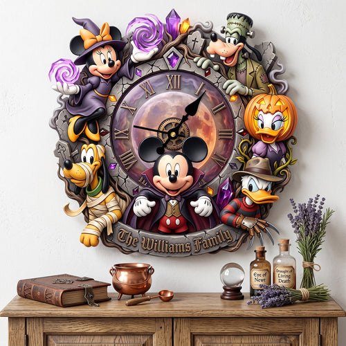 Embrace the Spooky Spirit - Personalized Halloween Family Clock Hanging Wall Clock PopCulturePrints