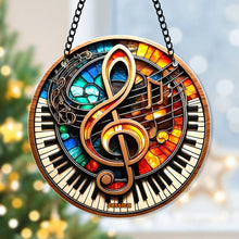 Load image into Gallery viewer, Personalized Christmas Music Note Suncatcher Ornament
