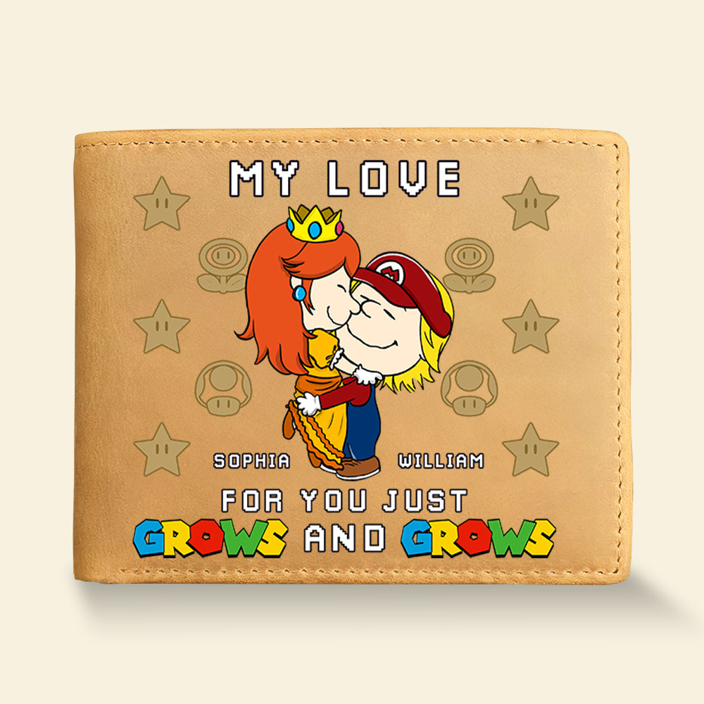 Personalized PU Leather Wallet for Him - My Love For You Just Grows Leather Wallet PopCulturePrints