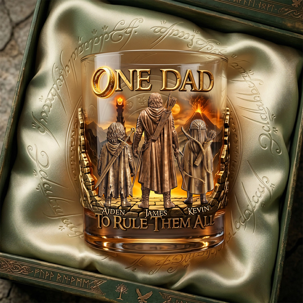 One Dad To Rule Them All - Personalized Round Glass for Dads Glass PopCulturePrints