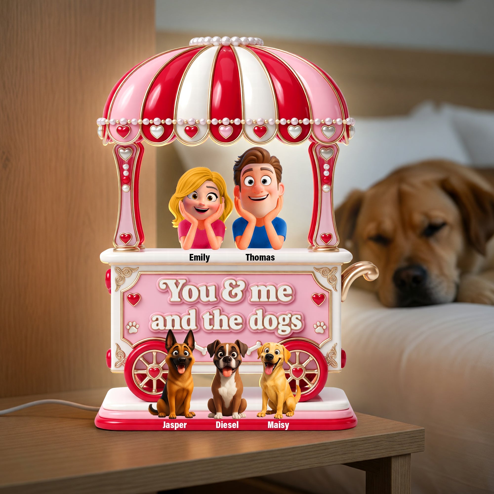 You & Me And The Dogs Light Box - Personalized Gift for Dog Lovers & Couples