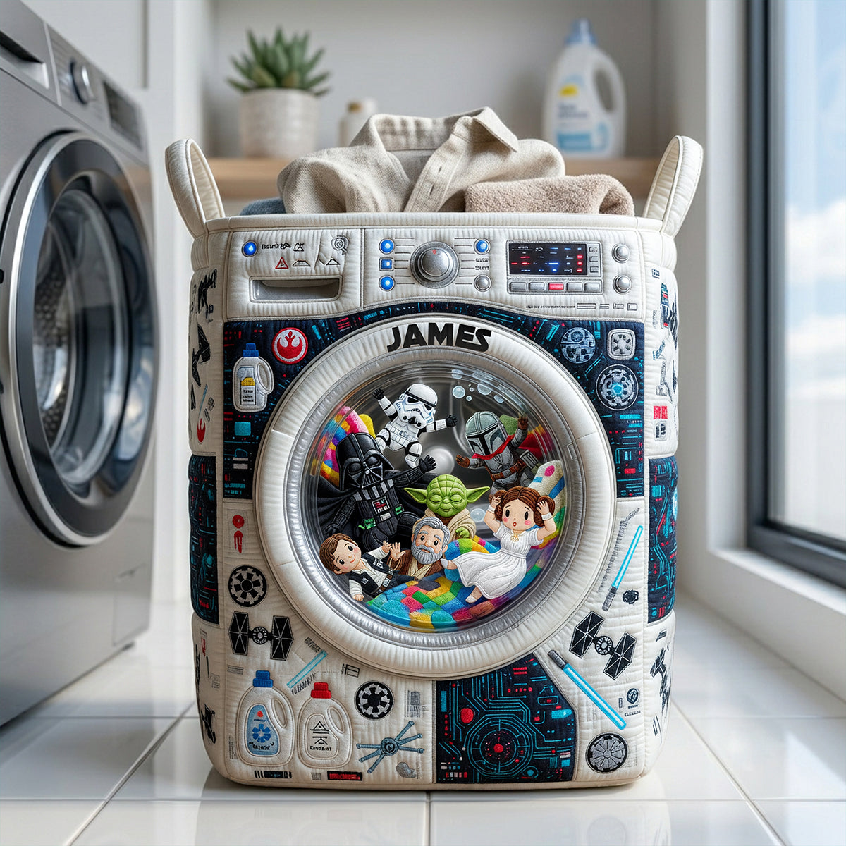 Fun Swirl Quilted Laundry Basket - Personalized Gifts 04QHTA100726 Laundry Basket PopCulturePrints