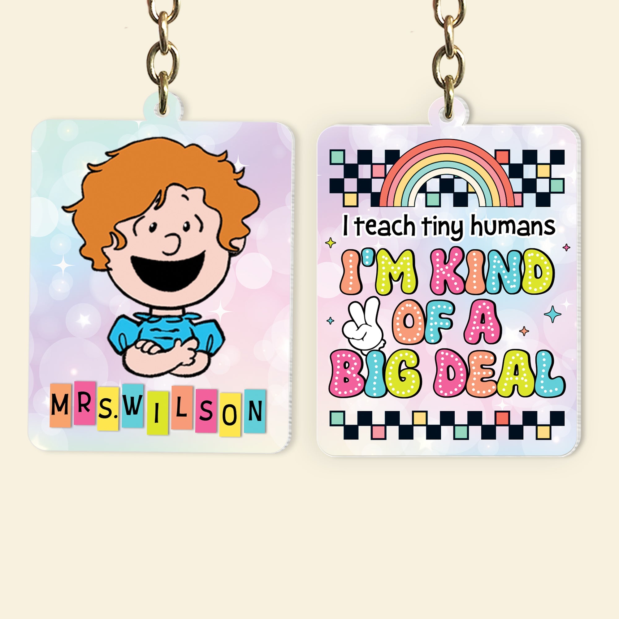 Personalized Teacher Keychain - Custom Name & Fun Quote