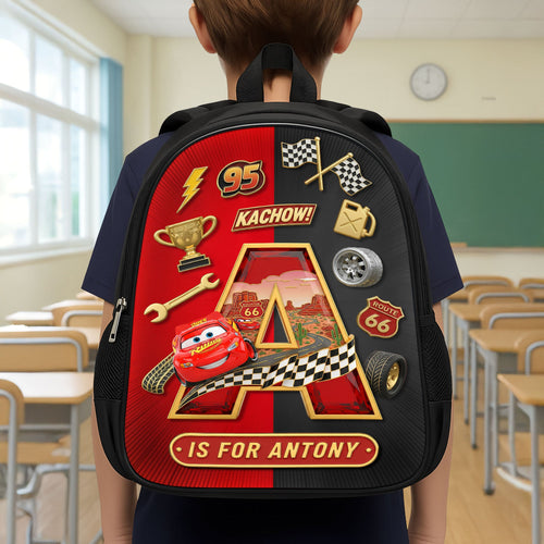 Kachow! Personalized Cute School Bag - Custom Letter Gifts for Kids Backpack PopCulturePrints