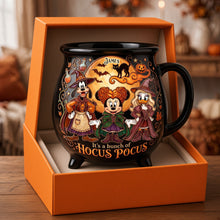 Load image into Gallery viewer, “It’s a Bunch of Hocus Pocus!” - Macabre Spell Sisters Ceramic Cauldron Mug - Personalized Gift for Halloween Lovers Cauldron Mug PopCulturePrints
