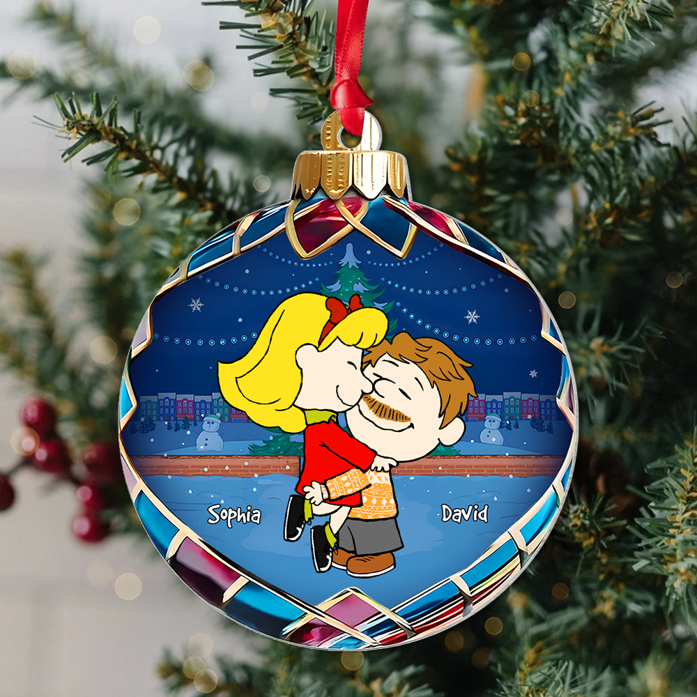 Custom Cartoon Couple Christmas Ornament