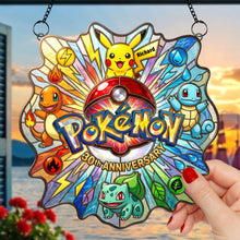 Load image into Gallery viewer, Celebrate With Pokémon - Personalized Pocket Creature Suncatcher for Manga Lovers Ornament PopCulturePrints
