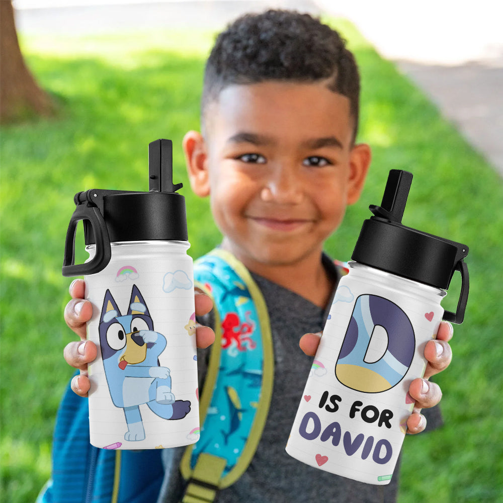 Personalized Cartoon Water Bottle - J is for Jenny