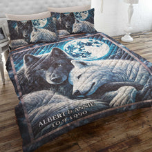 Load image into Gallery viewer, Personalized Wolf Couple Quilt Bed Set Blanket PopCulturePrints
