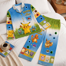 Load image into Gallery viewer, “Celebrate Pokémon’s 30th Anniversary!” - Personalized Pocker Creature Button Up Pajama Set, A Custom Gift for Pokemon Fans and Collectors
