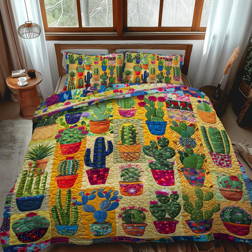 Desert Bloom Cactus Lovers Quilt Bed Set Blanket PopCulturePrints