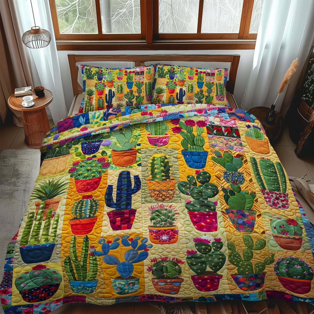 Desert Bloom Cactus Lovers Quilt Bed Set Blanket PopCulturePrints