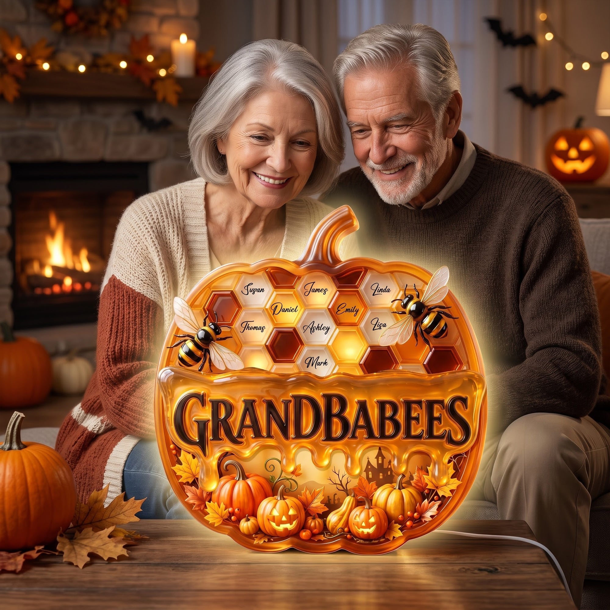 Illuminate Memories: Personalized Grandbabees Light Box - Unique Halloween Gift for Grandparents and Loved Ones