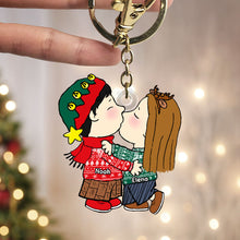 Load image into Gallery viewer, Personalized Christmas Keychain for Couples - Custom Names | Valentine&#39;s Day Gifts Keychains PopCulturePrints
