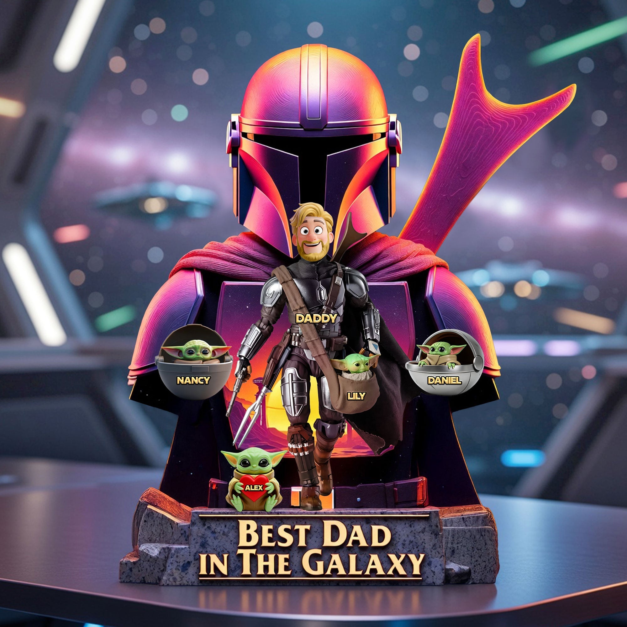 Best Dad in the Galaxy - Personalized Warrior Dad Acrylic Plaque Shaped Plaques PopCulturePrints