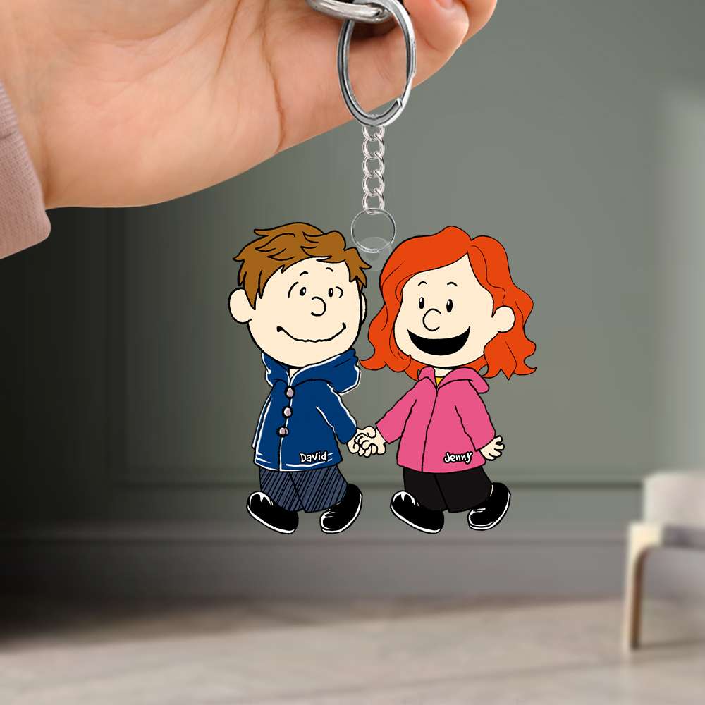 Custom Cartoon Couple Keychain | Personalized Valentine's Day Gifts Keychains PopCulturePrints