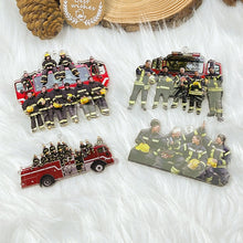 Load image into Gallery viewer, Personalized Firefighter Photo Ornament – Custom Gift for Heroes
