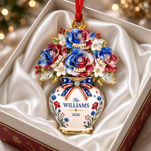 Load image into Gallery viewer, “Celebrate Family with Personal Touch” - Patriotic Flower Vase Ornament - Personalized Gifts for Family
