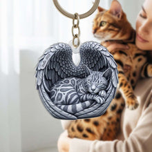 Load image into Gallery viewer, &quot;A Paw-sitive Reminder of Love&quot; - Cat In Heaven Acrylic Keychain - Personalized Gift for Cat Lovers Keychains PopCulturePrints
