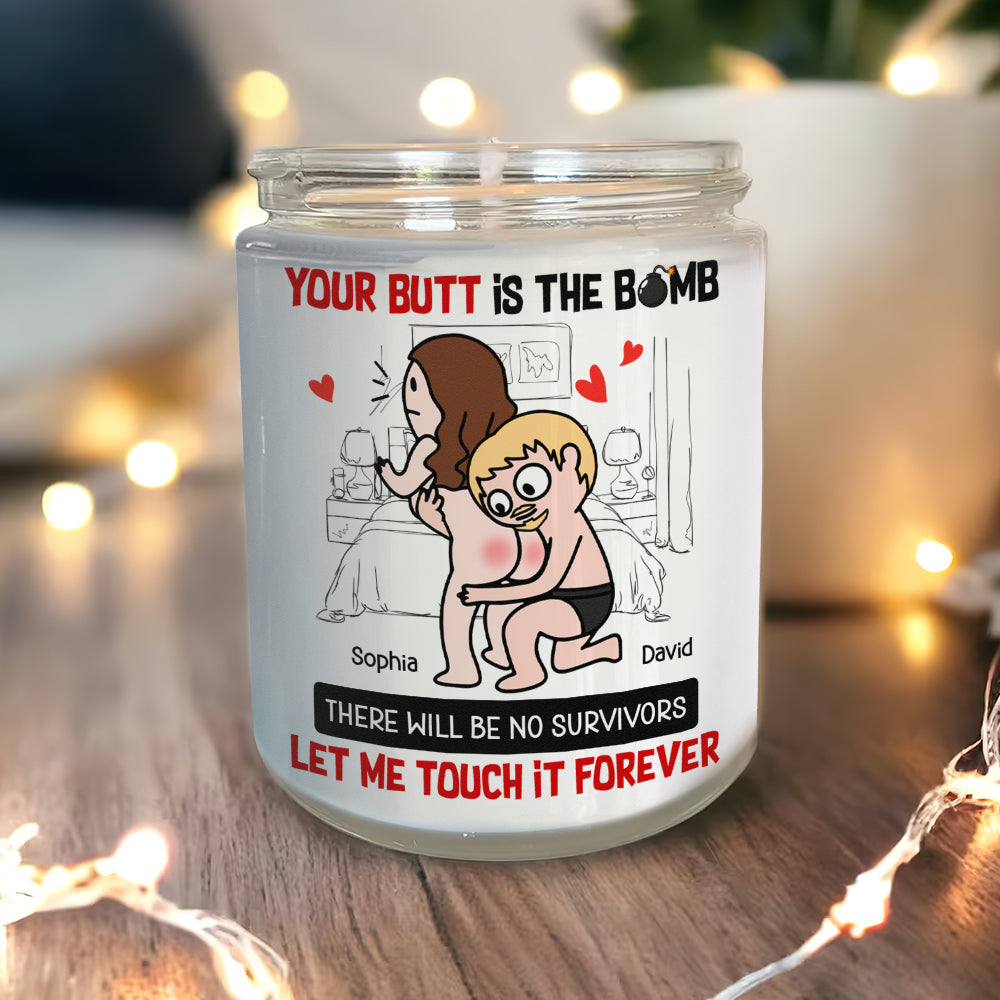 Personalized Romantic Scented Candle for Couples - Funny Touching Butt Design