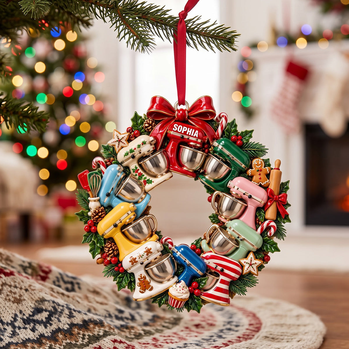 “Bake the World a Better Place” - Personalized Baking Mixer Circle Train Acrylic Ornament - Perfect Gift for Baking Lovers