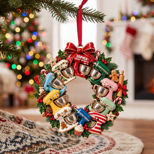 “Bake the World a Better Place” - Personalized Baking Mixer Circle Train Acrylic Ornament - Perfect Gift for Baking Lovers Ornament PopCulturePrints