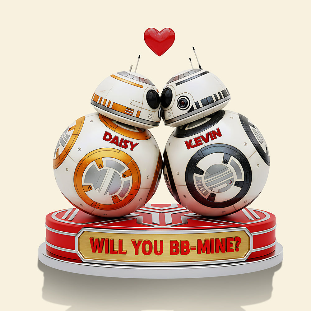 Kissing BB-8 Couple Acrylic Plaque - Personalized Gift for Star Wars Fans Shaped Plaques PopCulturePrints