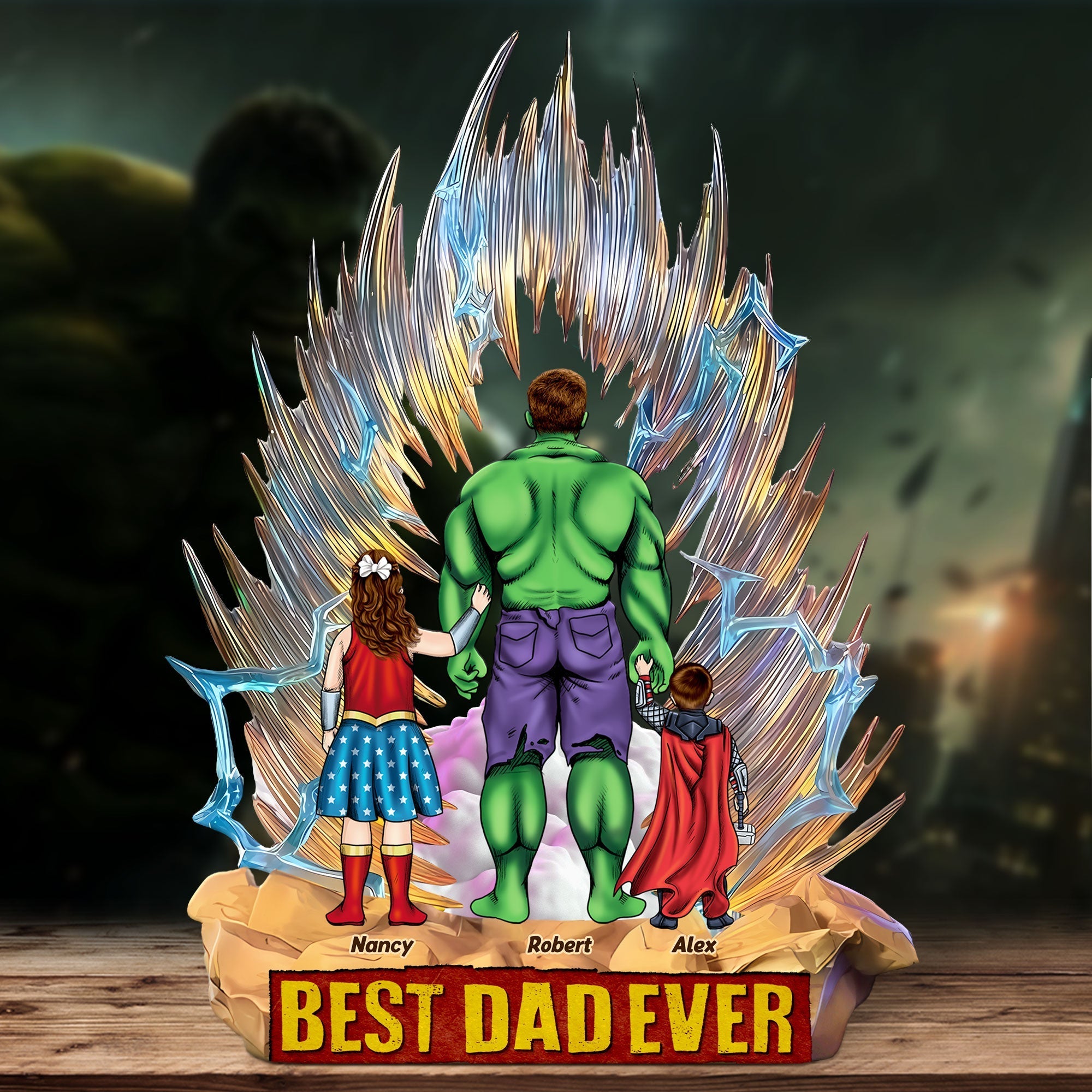 "Best Dad Ever" - Super Dad Acrylic Plaque - Personalized Gift for Dads, Grandpas, and Stepdads Shaped Plaques PopCulturePrints