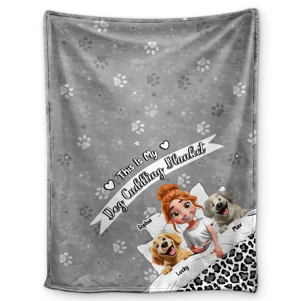 "Cuddle Up with Love - Personalized Dog Cuddling Blanket" - Custom Fleece & Sherpa Blanket for Pet Lovers, Great Gift for Mom & Grandma Fleece Blanket PopCulturePrints
