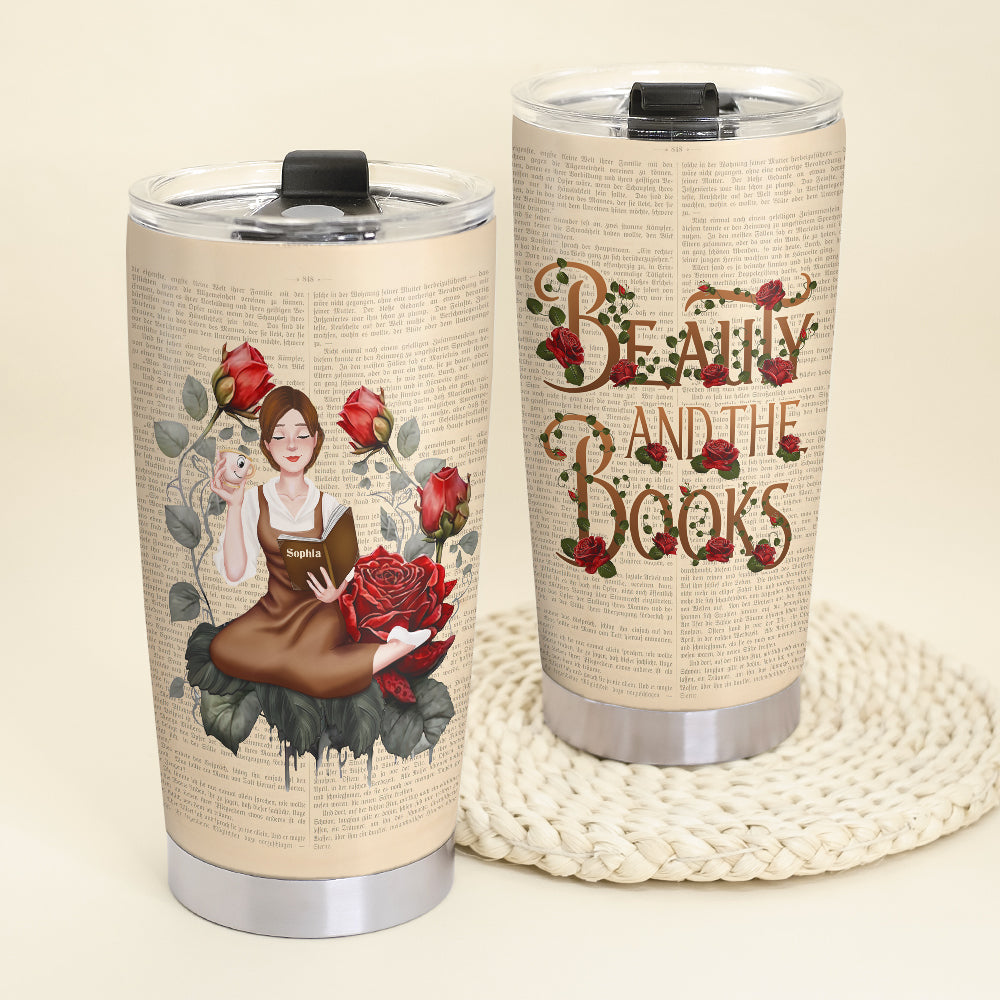 Personalized Beauty and the Books Tumbler for Book Lovers Tumbler Cup PopCulturePrints