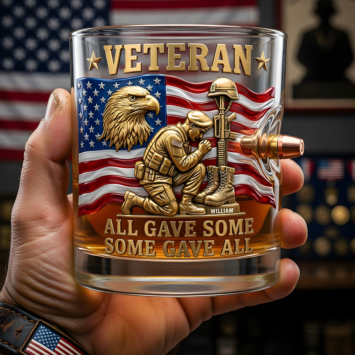 Honor Your Sacrifice - Personalized Veteran Bullet Glass Glass PopCulturePrints