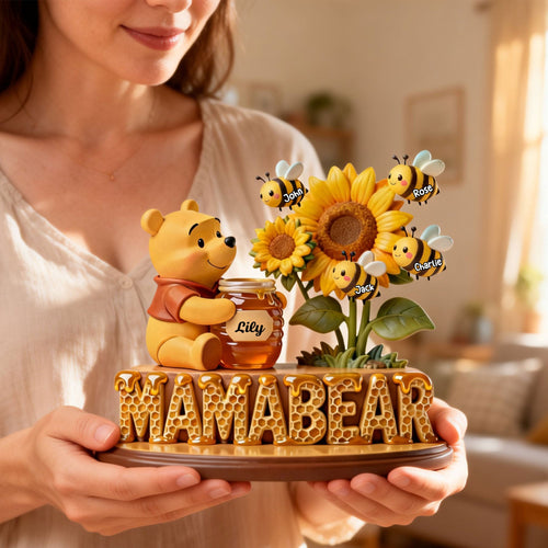 “A Mother’s Love is Sweet” - Mama Bear Acrylic Plaque - Personalized Gifts for Mom and Grandma - Custom Gift for Mother's Day Shaped Plaques PopCulturePrints