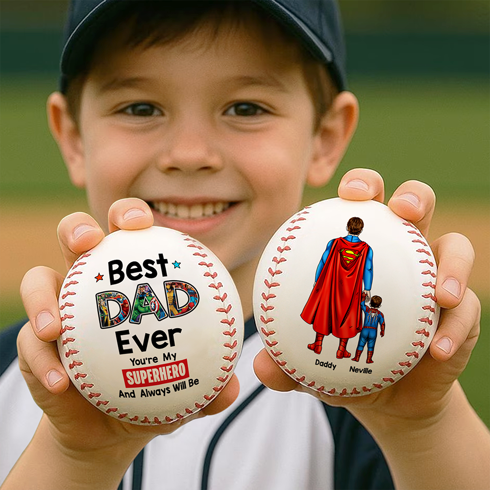 "Best Dad Ever – You're Our Superhero!" - Personalized Baseball Gift for Dad Baseball PopCulturePrints
