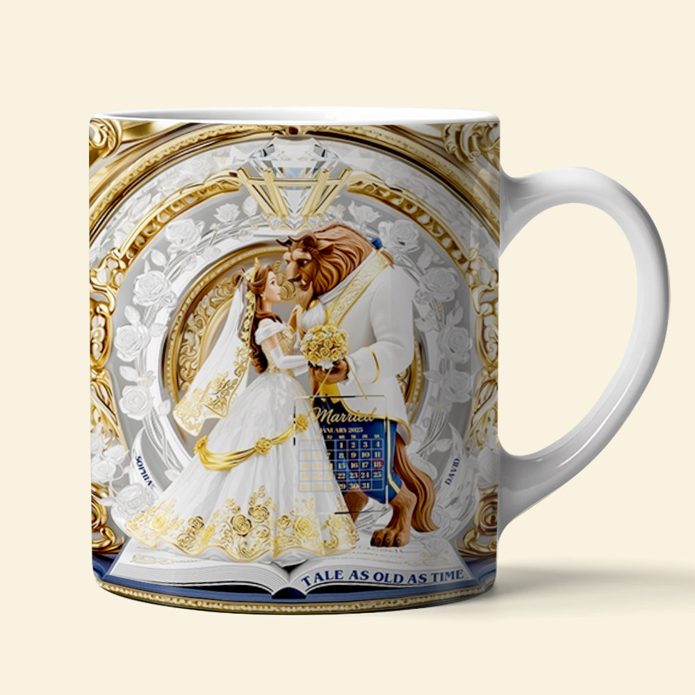 "A Tale as Old as Time" - Personalized Love Story Couple Mug for Special Occasions Coffee Mug PopCulturePrints