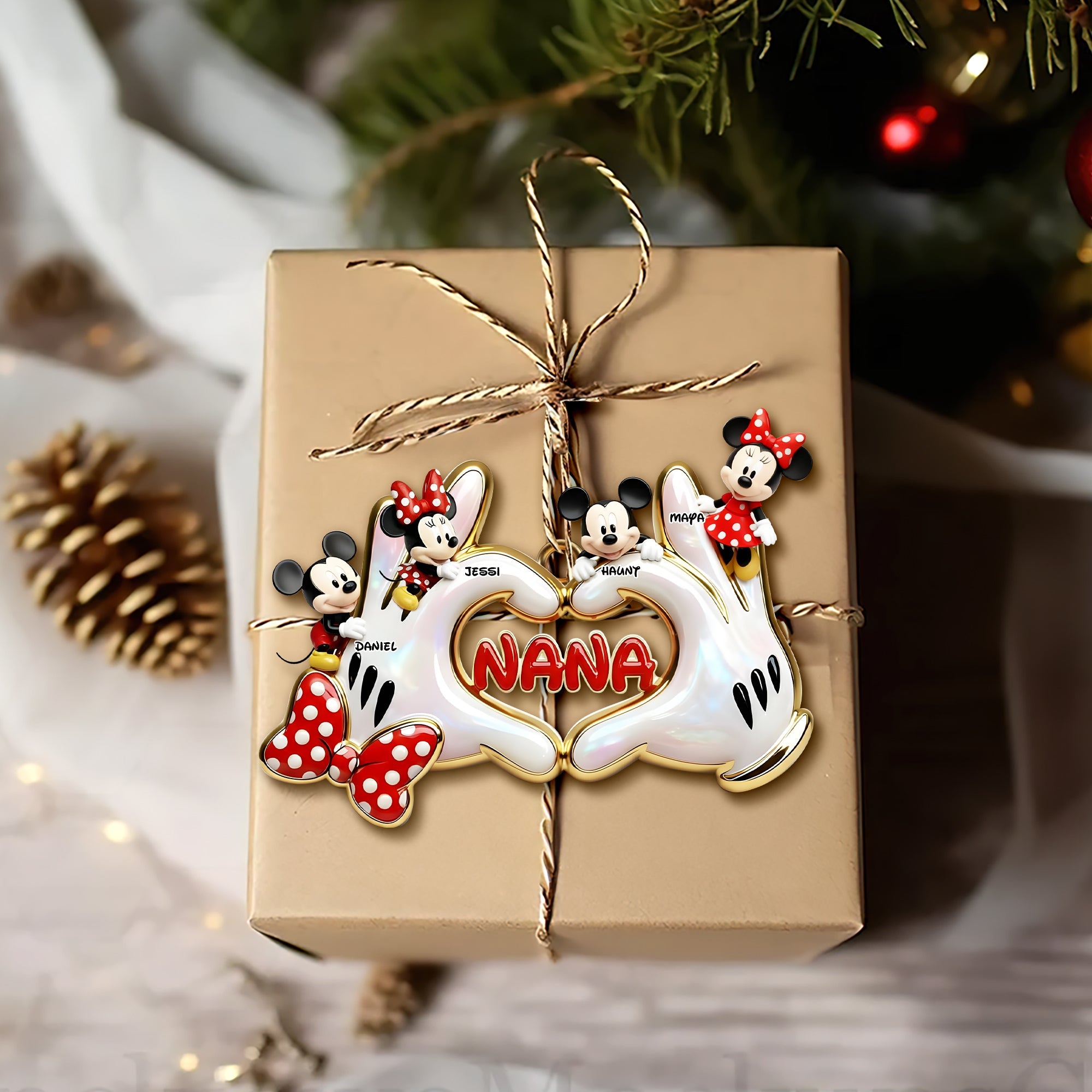 Love is in the Hands - Personalized Cute Heart Hands Ornament - Perfect Gift for Grandma, Mom, and Loved Ones Ornament PopCulturePrints