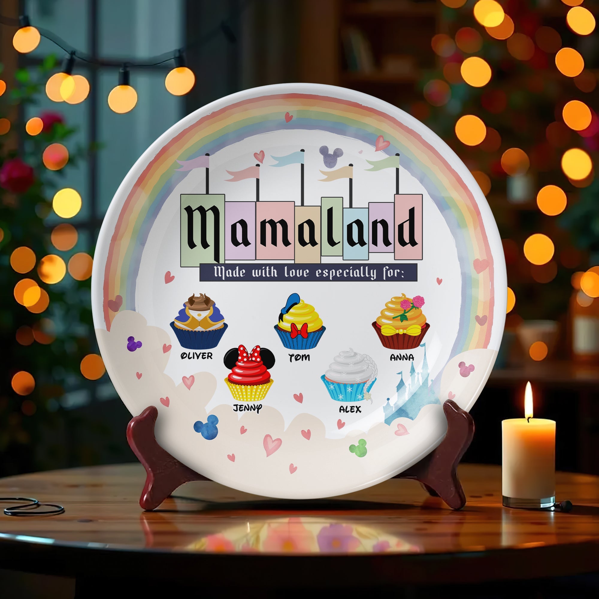 "Made with love especially for Mom!" - Personalized Ceramic Plate - Gift for Mom, Grandma & Loved Ones Ceramic Round Plate PopCulturePrints