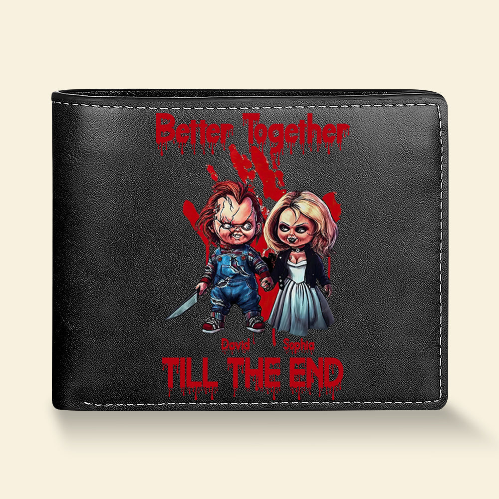 Personalized Horror Couple PU Leather Wallet - Better Together Till the End Leather Wallet PopCulturePrints