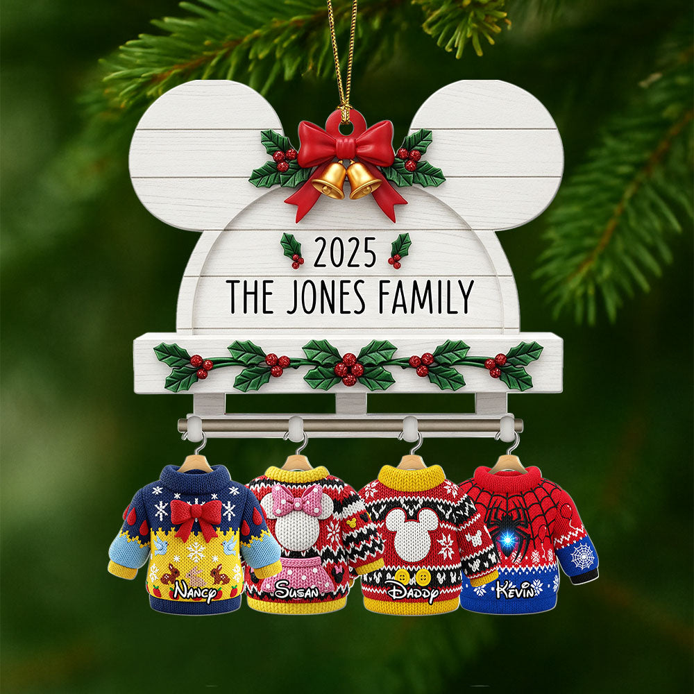 “Celebrate Family Moments” – Cute & Cozy Family Sweater Hanging Ornament - Personalized Gift for Family & Friends Ornament PopCulturePrints
